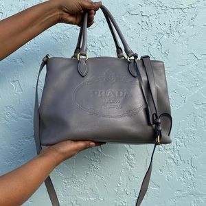 🚫SOLD🚫Authentic Prada Grey Leather Tote